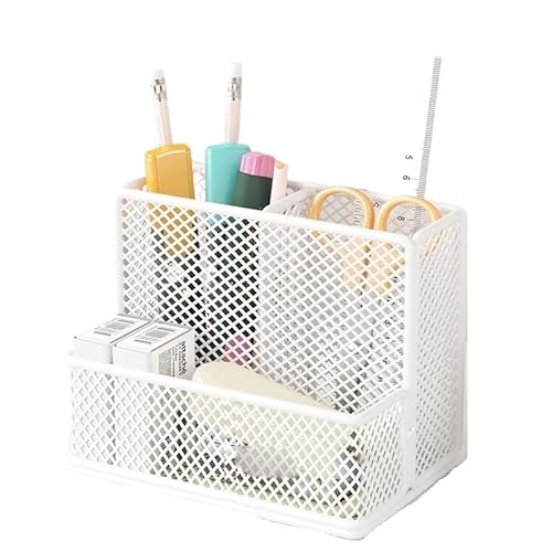 EVZSDOTYE Stiftebehälter-Organizer, einfacher Stil, Büro-Desktop, multifunktionales Briefpapier, einfaches Gitter, Studentenschreibtisch, Stifteeimer(White Triple Grid) von EVZSDOTYE