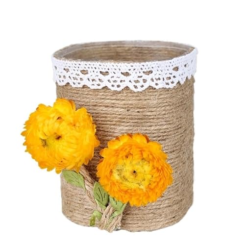EVZSDOTYE Stifthalter, handgefertigtes DIY-Materialpaket, Blumenherstellung, halbfertiges Hanfseilweben, Büro-Desktop-Aufbewahrung, kreatives Geschenk(4-PP Material Pen Holder) von EVZSDOTYE