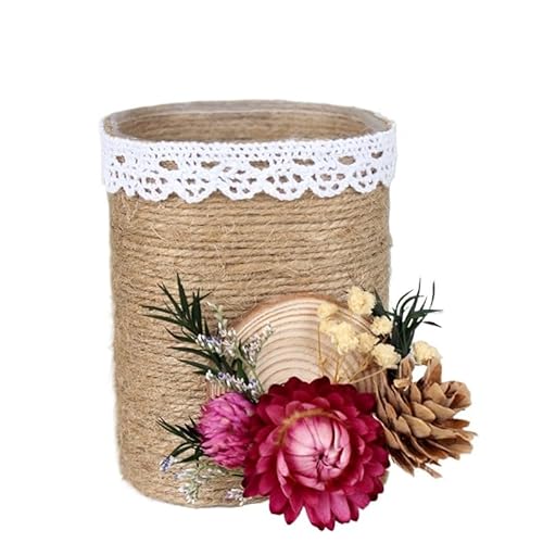 EVZSDOTYE Stifthalter, handgefertigtes DIY-Materialpaket, Blumenherstellung, halbfertiges Hanfseilweben, Büro-Desktop-Aufbewahrung, kreatives Geschenk(6-PP Material Pen Holder) von EVZSDOTYE