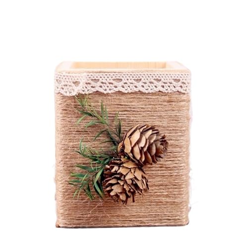 EVZSDOTYE Stifthalter, handgefertigtes DIY-Materialpaket, Blumenherstellung, halbfertiges Hanfseilweben, Büro-Desktop-Aufbewahrung, kreatives Geschenk(7-Log Pen Holder) von EVZSDOTYE