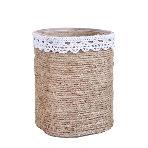 EVZSDOTYE Stifthalter, handgefertigtes DIY-Materialpaket, Blumenherstellung, halbfertiges Hanfseilweben, Büro-Desktop-Aufbewahrung, kreatives Geschenk(8 -Pencil Holder Made of pp) von EVZSDOTYE