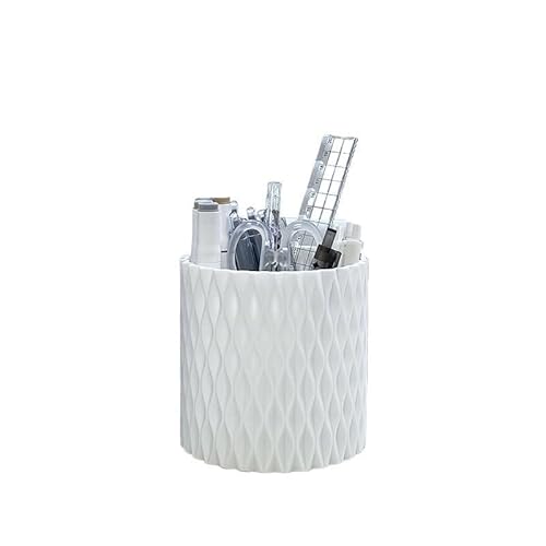 EVZSDOTYE Stifthalter-Organizer, Student Desktop Office Light Luxury Senior Sense of Large Capacity High Value Rotating Pen Holder Simple(White Rotating Model) von EVZSDOTYE