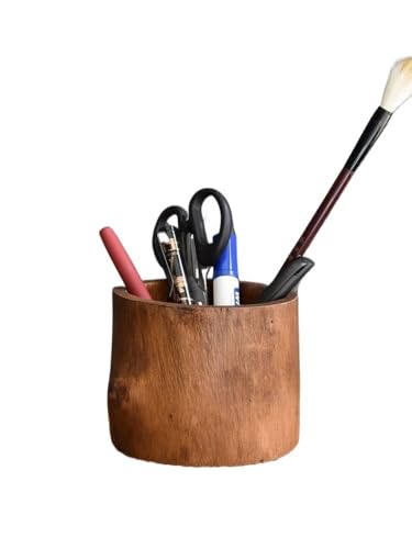 EVZSDOTYE Stifthalter aus Massivholz, Vintage-Aufbewahrungsbox for das Home-Office, Schreibtischzubehör, Gesicht, Geschenk, Ornament(2) von EVZSDOTYE