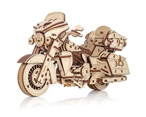 EWA Eco-Wood-Art 3D Puzzle Motorrad 3D Holzpuzzle mit Aufziehmechanismus, Gummirädern und beweglichen Teilen 273 Teile DIY Motorrad 3D Puzzle Erwachsene & Jugendliche ab 14 Jahren von EWA Eco-Wood-Art