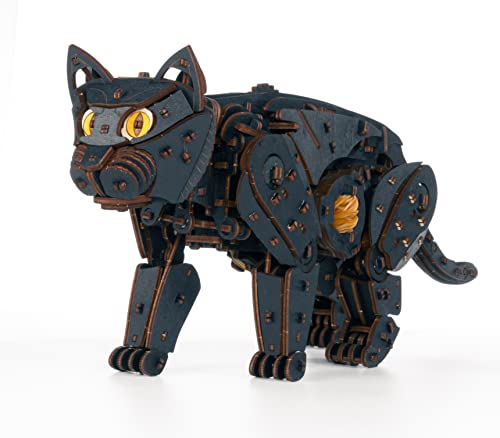EWA Eco-Wood-Art Black CAT EWA Eco-Wood-Art-3D-Holzpuzzle für Jugendliche und Erwachsene-Schwarze Katze-DIY-Bausatz, Selbstmontage, kein Kleber erforderlich-508 Stück von EWA Eco-Wood-Art