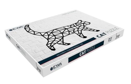 EWA Eco-Wood-Art Cat Holzpuzzles Design-Polygonales Puzzle Katze-Souvenir, Geschenk, Küche, Wohnkultur, Interieur, Schwarz von EWA Eco-Wood-Art