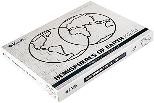 EWA Eco-Wood-Art Hemispheres of Earth Holzpuzzles Design-Polygonales Puzzle Hemisphäre der Erde-Souvenir, Geschenk, Küche, Wohnkultur, Interieur, Schwarz von EWA Eco-Wood-Art