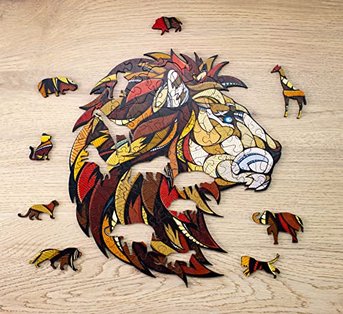 EWA Eco-Wood-Art Lion L Wooden Box LÖWE L Holzkiste-Farbige Holzpuzzle für Jugendliche und Erwachsene-DIY-Bausatz, Selbstmontage, kein Kleber erforderlich-490 Stück, vielfarbig von EWA Eco-Wood-Art