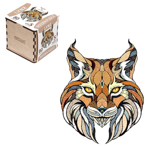 EWA Eco-Wood-Art Lynx S Wooden Box LUCHS S Holzkiste-Farbige Holzpuzzle für Jugendliche und Erwachsene-DIY-Bausatz, Selbstmontage, kein Kleber erforderlich-80 Stück, vielfarbig von EWA Eco-Wood-Art