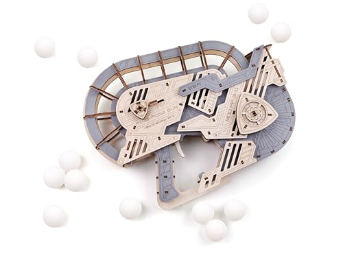 EWA Eco-Wood-Art PING PONG GUN - Holz DIY Set mit Schraubmechanismus, Ideal als Geschenk - Holz 3D Puzzle zur Selbstmontage für Teenager und Erwachsene (14+) - 153 Stück von EWA Eco-Wood-Art
