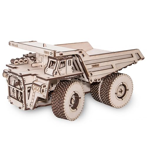 EWA EcoWoodArt 3D Holzpuzzle für Jugendliche und Erwachsene - Mechanischer LKW BELAZ 75600 Modell - DIY-Bausatz, Selbstmontage, kein Kleber erforderlich von EWA Eco-Wood-Art