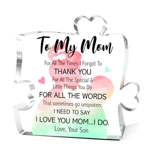 Acryl-Puzzleteil "To My Mom", Geschenke für Mutter, Geburtstag vom Sohn, beste Mutter aller Zeiten, Schreibtischdekoration, cooles Geschenk für Mütter, Geburtstag, Dankeschön-Geschenk für Mama von EWDMOUK