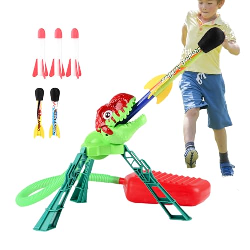 EWFAS Raketenwerfer Kinder-Outdoor-Spielzeug | Cartoon-Dinosaurier-Spielzeugwerfer mit 6 Schaumstoffraketen - Gartenspielzeug Raketen Kinderspielzeug STEM-Spielzeug, Weihnachts-Osterei-Geschenke von EWFAS