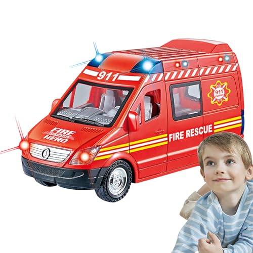 EWFAS Rettungsfahrzeuge,Rettungsfahrzeuge für Kleinkinder | Reibungsbetriebenes LKW-Spielzeug mit Licht und Ton | Kleinkind-LKW-Spielzeug für Kinder im Alter von 3–8 Jahren, Lernspielzeug von EWFAS