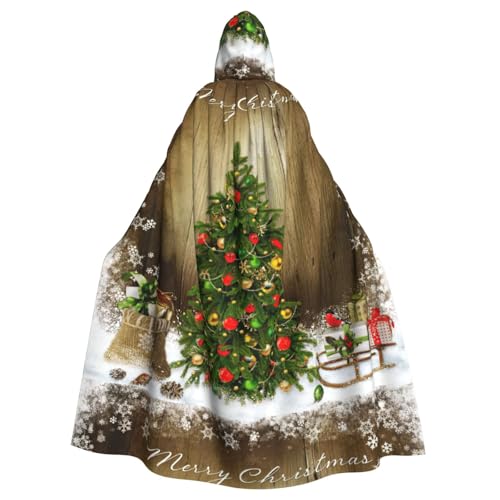 EWQrtyy Christmas Tree2 bedruckter Umhang für Erwachsene, Halloween-Kapuzenumhang für Kostümpartys, Karneval, Partyzubehör mit großer Kapuze von EWQrtyy