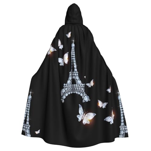 EWQrtyy Eiffelturm-Umhang mit 6 Aufdrucken, Halloween-Kapuzenumhang für Kostümpartys, Karneval, Partyzubehör mit großer Kapuze EWQrtyy Eiffelturm-Umhang mit 6 Aufdrucken, Halloween-Kapuzenumhang für Kostümpartys, Karneval, Partyzubehör mit großer Kapuze von EWQrtyy