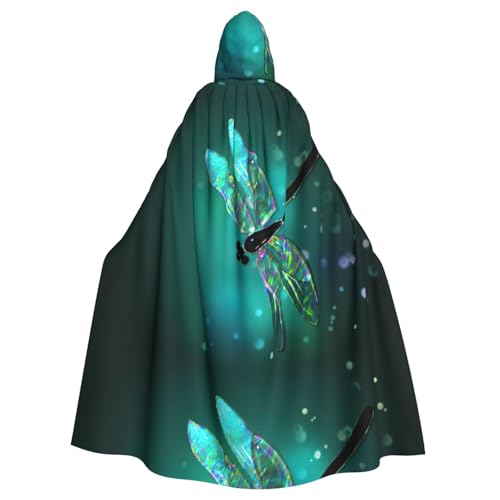 EWQrtyy Galaxie-Tier-Umhang mit Libellen-Druck, Erwachsenen-Halloween-Kapuzenumhang für Kostümpartys, Karneval, Partyzubehör mit großer Kapuze von EWQrtyy