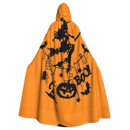 EWQrtyy Halloween-Hexen-Umhang mit fliegendem Druck, Erwachsenen-Halloween-Kapuzenumhang für Kostümpartys, Karnevalsparty-Zubehör mit großer Kapuze von EWQrtyy