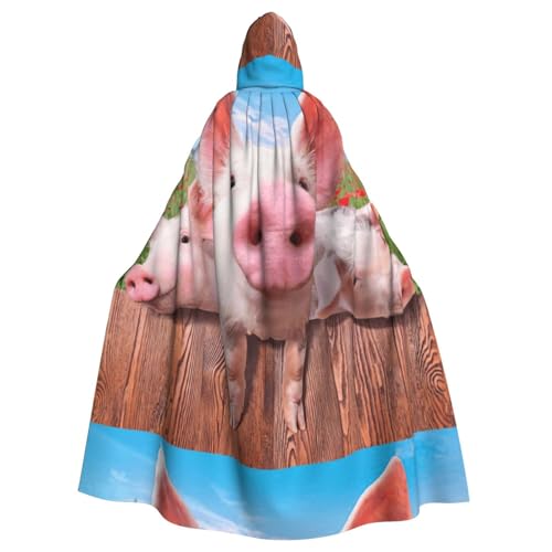 EWQrtyy Lustiger süßer Schweine-Umhang, Erwachsenen-Halloween-Kapuzenumhang für Kostümpartys, Karneval, Partyzubehör mit großer Kapuze von EWQrtyy
