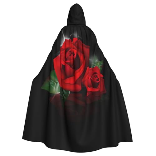 EWQrtyy Roter Rosen-Umhang, Erwachsenen-Halloween-Kapuzenumhang für Kostümpartys, Karneval, Partyzubehör mit großer Kapuze von EWQrtyy