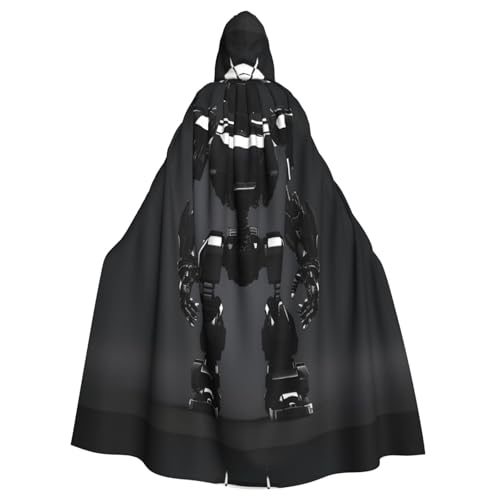 EWQrtyy Schwarzer Roboter-Aufdruck, Halloween-Umhang mit Kapuze für Kostümpartys, Karneval, Partyzubehör mit großer Kapuze von EWQrtyy