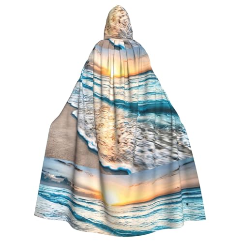 EWQrtyy Strandumhang mit Sonnenuntergang und Ozean, Erwachsenen-Halloween-Kapuzenumhang für Kostümpartys, Karneval, Partyzubehör mit großer Kapuze EWQrtyy Strandumhang mit Sonnenuntergang und Ozean, Erwachsenen-Halloween-Kapuzenumhang für Kostümpartys, Karneval, Partyzubehör mit großer Kapuze von EWQrtyy