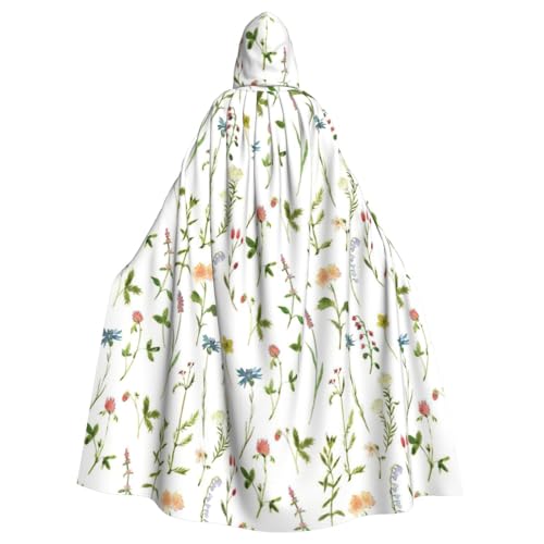 EWQrtyy Umhang mit Aquarellfarben und Blumen, für Erwachsene, Halloween, Kapuzenumhang für Kostümpartys, Karneval, Partyzubehör mit großer Kapuze von EWQrtyy