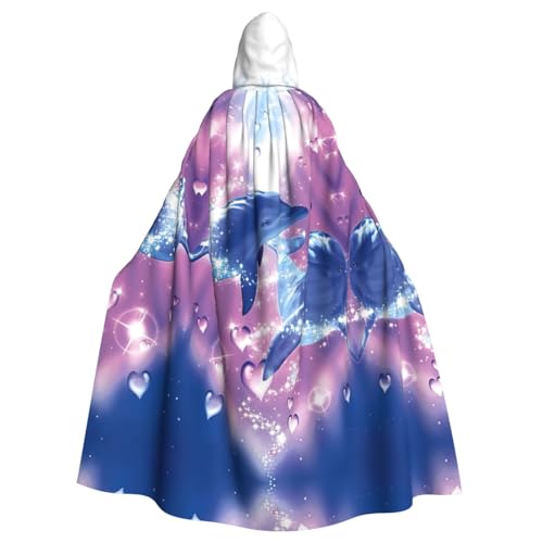 EWQrtyy Umhang mit Delfinen in Love bedruckt, Halloween-Kapuzenumhang für Kostümpartys, Karneval, Partyzubehör mit großer Kapuze EWQrtyy Umhang mit Delfinen in Love bedruckt, Halloween-Kapuzenumhang für Kostümpartys, Karneval, Partyzubehör mit großer Kapuze von EWQrtyy