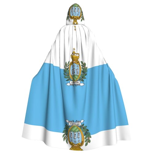 EWQrtyy Umhang mit Flagge von San Marino, Erwachsenen-Halloween-Kapuzenumhang für Kostümpartys, Karneval, Partyzubehör mit großer Kapuze EWQrtyy Umhang mit Flagge von San Marino, Erwachsenen-Halloween-Kapuzenumhang für Kostümpartys, Karneval, Partyzubehör mit großer Kapuze von EWQrtyy