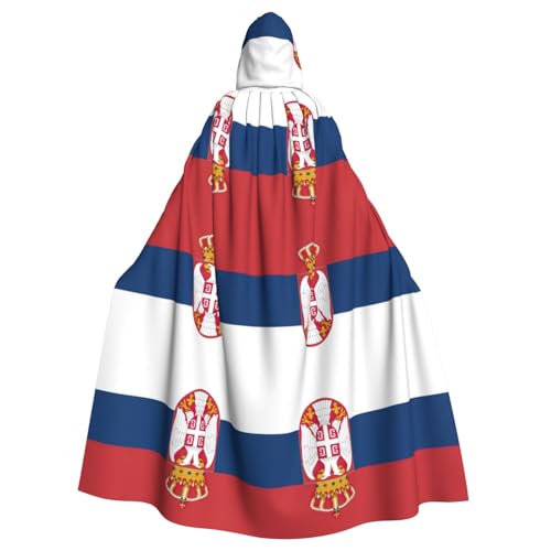 EWQrtyy Umhang mit Flagge von Serbien, Erwachsenen-Halloween-Kapuzenumhang für Kostümpartys, Karneval, Partyzubehör mit großer Kapuze EWQrtyy Umhang mit Flagge von Serbien, Erwachsenen-Halloween-Kapuzenumhang für Kostümpartys, Karneval, Partyzubehör mit großer Kapuze von EWQrtyy
