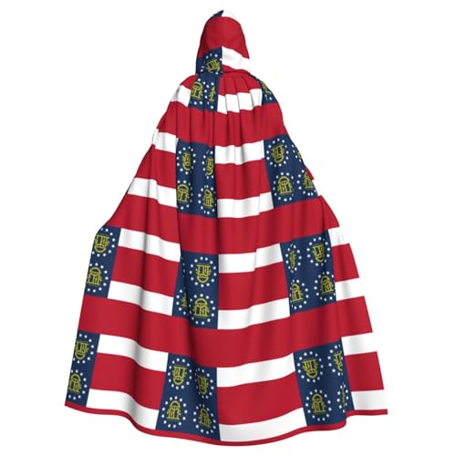 EWQrtyy Umhang mit Georgia-Flagge, Erwachsenen-Halloween-Kapuzenumhang für Kostümpartys, Karneval, Partyzubehör mit großer Kapuze von EWQrtyy