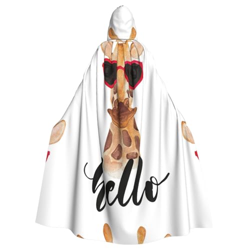 EWQrtyy Umhang mit Giraffen-Druck, Halloween-Kapuzenumhang für Kostümpartys, Karneval, Partyzubehör mit großer Kapuze von EWQrtyy
