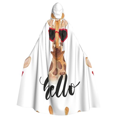 EWQrtyy Umhang mit Giraffen-Druck, Halloween-Kapuzenumhang für Kostümpartys, Karneval, Partyzubehör mit großer Kapuze von EWQrtyy