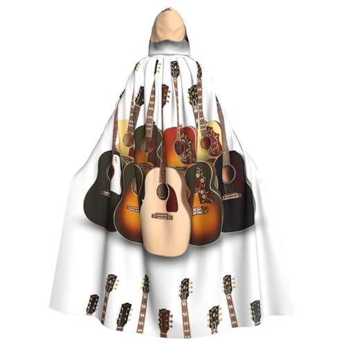 EWQrtyy Umhang mit Gitarren-Druck, Halloween-Kapuzenumhang für Kostümpartys, Karnevalsparty-Zubehör mit großer Kapuze von EWQrtyy