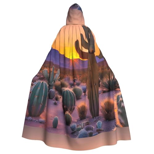 EWQrtyy Umhang mit Kaktuswüsten-Sonnenuntergängen, Erwachsenen-Halloween-Kapuzenumhang für Kostümpartys, Karneval, Partyzubehör mit großer Kapuze EWQrtyy Umhang mit Kaktuswüsten-Sonnenuntergängen, Erwachsenen-Halloween-Kapuzenumhang für Kostümpartys, Karneval, Partyzubehör mit großer Kapuze von EWQrtyy
