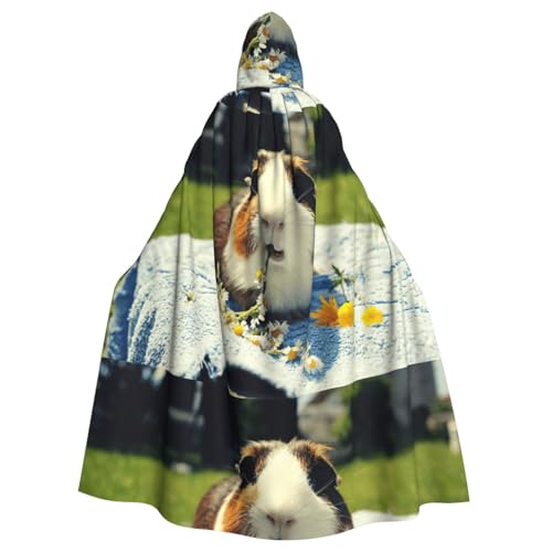 EWQrtyy Umhang mit Meerschweinchen-Aufdruck, Halloween-Kapuzenumhang für Kostümpartys, Karneval, Partyzubehör mit großer Kapuze von EWQrtyy