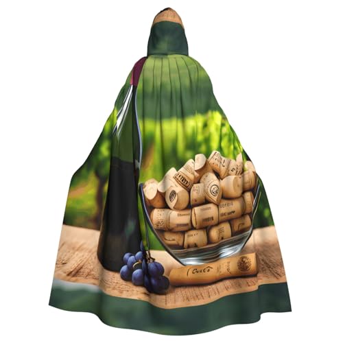 EWQrtyy Umhang mit Weinflaschenkorken und Traubendruck, Halloween-Kapuzenumhang für Kostümpartys, Karneval, Partyzubehör mit großer Kapuze EWQrtyy Umhang mit Weinflaschenkorken und Traubendruck, Halloween-Kapuzenumhang für Kostümpartys, Karneval, Partyzubehör mit großer Kapuze von EWQrtyy