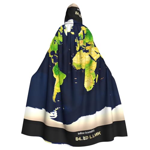 EWQrtyy Umhang mit Weltkarten-Druck, Halloween-Kapuzenumhang für Kostümpartys, Karnevalsparty, mit großer Kapuze von EWQrtyy
