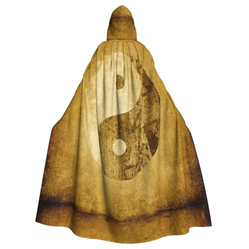 EWQrtyy Umhang mit Yin-Yang-Symbol-Druck, Halloween-Kapuzenumhang für Kostümpartys, Karneval, Partyzubehör mit großer Kapuze von EWQrtyy