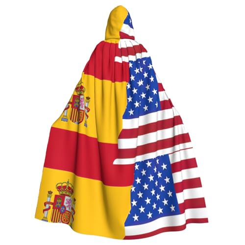 EWQrtyy Umhang mit amerikanischer Spanien-Flagge, Halloween-Kapuzenumhang für Kostümpartys, Karneval, Partyzubehör mit großer Kapuze EWQrtyy Umhang mit amerikanischer Spanien-Flagge, Halloween-Kapuzenumhang für Kostümpartys, Karneval, Partyzubehör mit großer Kapuze von EWQrtyy
