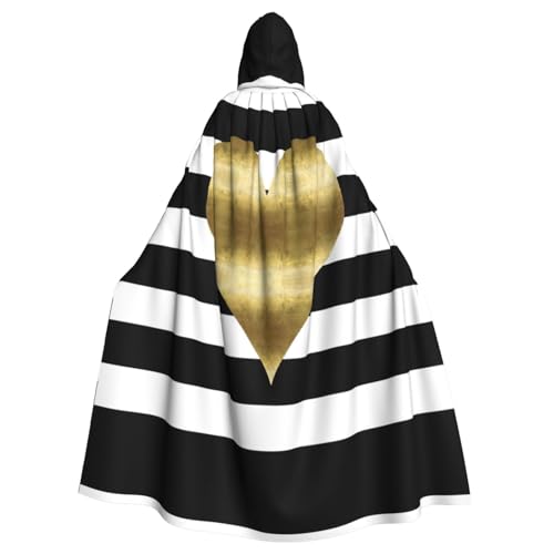 EWQrtyy Umhang mit goldenem Herzstreifendruck, Halloween-Kapuzenumhang für Erwachsene, Kostümpartys, Karnevalsparty-Zubehör mit großer Kapuze EWQrtyy Umhang mit goldenem Herzstreifendruck, Halloween-Kapuzenumhang für Erwachsene, Kostümpartys, Karnevalsparty-Zubehör mit großer Kapuze von EWQrtyy