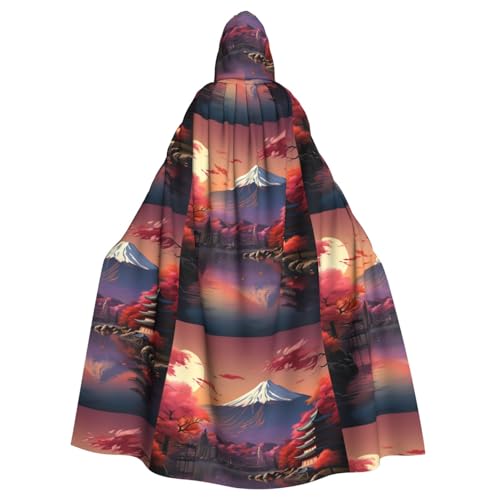 EWQrtyy Umhang mit japanischem Berg Fuji-Landschaft 2, bedruckt, Halloween-Kapuzenumhang für Kostümpartys, Karneval, Partyzubehör mit großer Kapuze von EWQrtyy