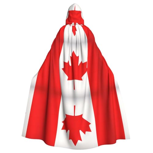 EWQrtyy Umhang mit kanadischer Flagge, Halloween-Kapuzenumhang für Erwachsene, für Kostümpartys, Karneval, Partyzubehör mit großer Kapuze von EWQrtyy