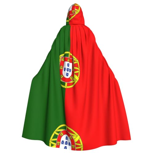 EWQrtyy Umhang mit portugiesischer Flagge, Erwachsenen-Halloween-Kapuzenumhang für Kostümpartys, Karneval, Partyzubehör mit großer Kapuze von EWQrtyy