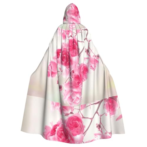 EWQrtyy Umhang mit rosa Blumendruck, Halloween-Kapuzenumhang für Kostümpartys, Karneval, Partyzubehör mit großer Kapuze EWQrtyy Umhang mit rosa Blumendruck, Halloween-Kapuzenumhang für Kostümpartys, Karneval, Partyzubehör mit großer Kapuze von EWQrtyy