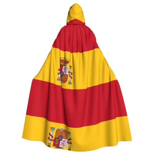 EWQrtyy Umhang mit spanischer Flagge, Halloween-Kapuzenumhang für Erwachsene, Kostümpartys, Karnevalsparty-Zubehör mit großer Kapuze von EWQrtyy