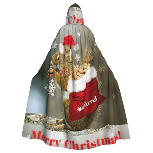 EWQrtyy Weihnachts-Umhang mit Eichhörnchen-Druck, Erwachsenen-Halloween-Kapuzenumhang für Kostümpartys, Karnevalsparty-Zubehör mit großer Kapuze von EWQrtyy