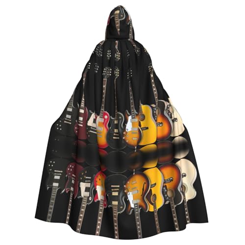Umhang mit E-Gitarren-Druck, Halloween-Kapuzenumhang für Kostümpartys, Karneval, Partyzubehör mit großer Kapuze Umhang mit E-Gitarren-Druck, Halloween-Kapuzenumhang für Kostümpartys, Karneval, Partyzubehör mit großer Kapuze von EWQrtyy