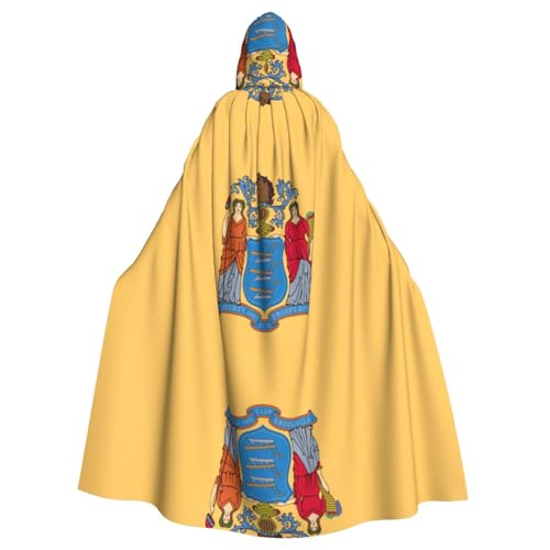 Umhang mit der Flagge von New Jersey, Erwachsenen-Halloween-Kapuzenumhang für Kostümpartys, Karnevalsparty-Zubehör mit großer Kapuze von EWQrtyy