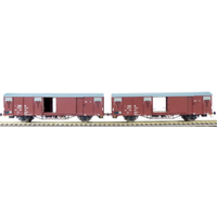 EXACT TRAIN EX20464 H0 2er-Set Güterwagen Glmms 14.05, 7 Sicken mit Beladung (Zu öffnenden Türen), DR, Ep. IV von EXACT TRAIN